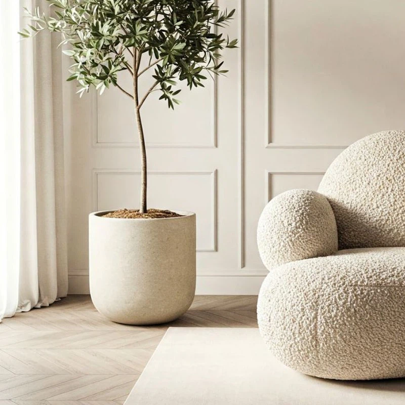 Round Cement Flower Pot